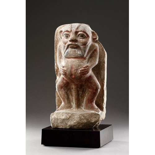 Ancient Egyptian Ptolemaic Limestone Figure of the Grotesque Dwarf God ‘Bes’